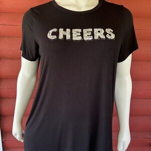 Torrid Black Shirt with “CHEERS” in sequins.    Torrid size 3.